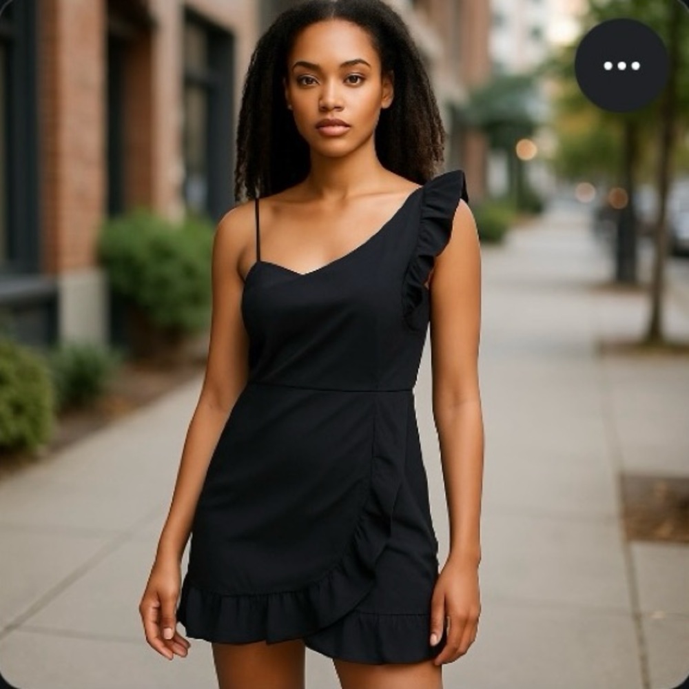 JCrew black one shoulder dress - petite 12